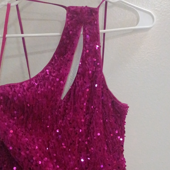 Glamorous Fuchsia Sequin Jumpsuit - Picture 3 of 6